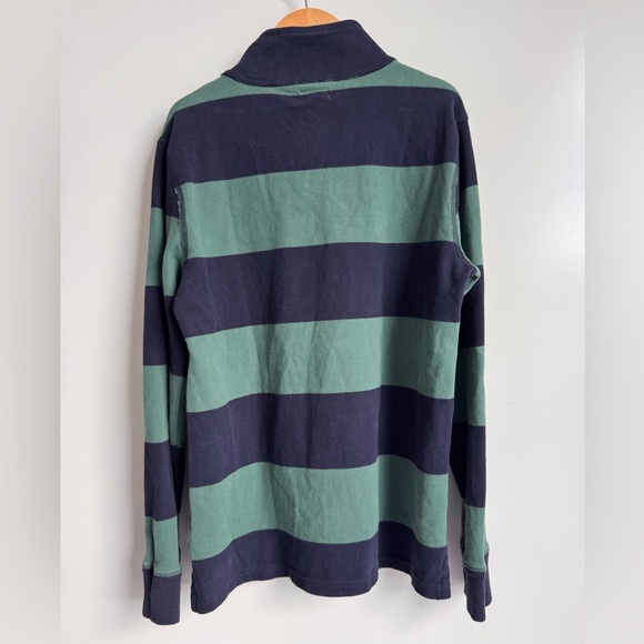 J. Crew Crewcuts Boys Large‎ 1/4 Zip Rugby Sweater Collar NEW Blue green Cotton - Picture 5 of 8